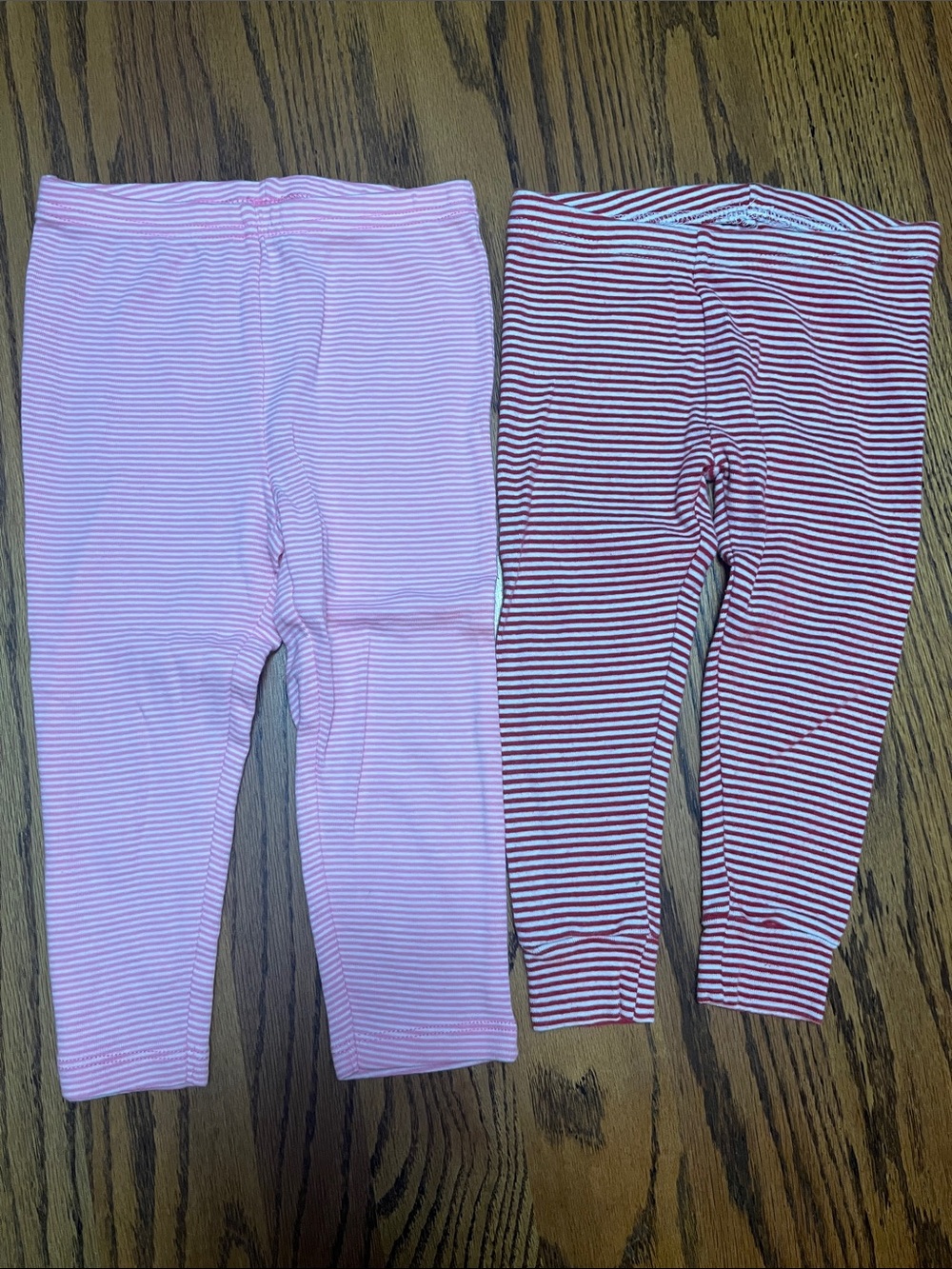 Girls' Two-Pack Striped Leggings - Light Pink & Red